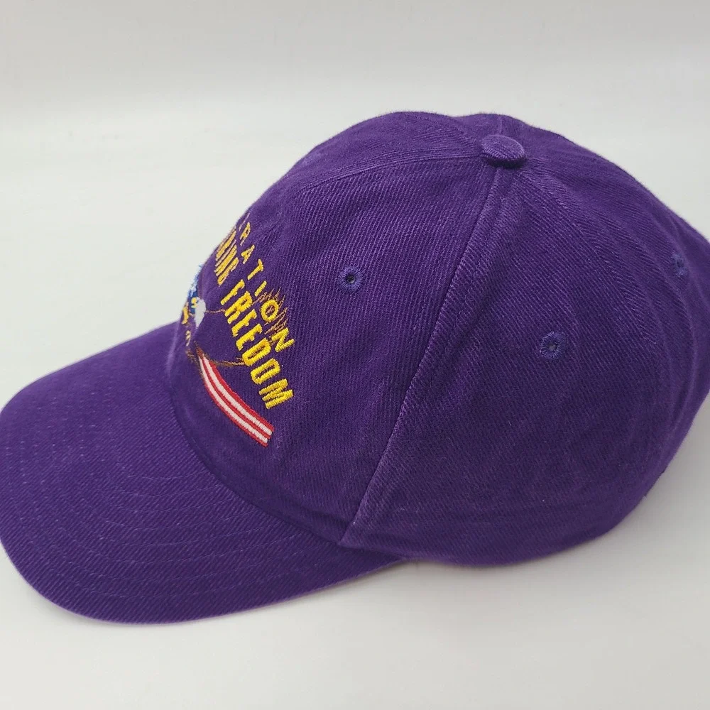 Vintage Operation Enduring Freedom Hat Strapback Purple USA Military OEF War Men